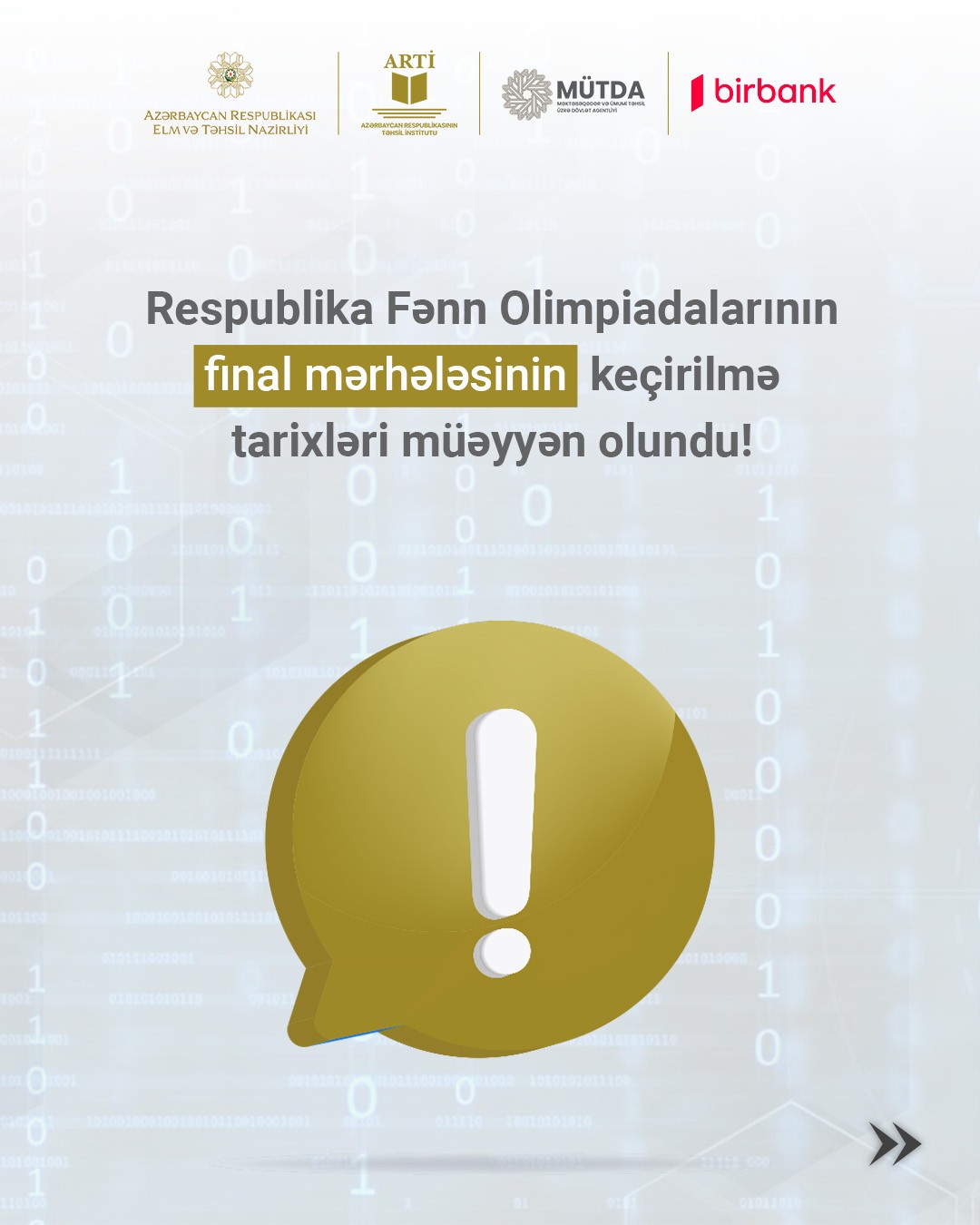 Respublika Fənn Olimpiadalarının final mərhələsinin keçirilmə tarixləri