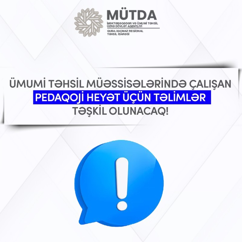 Ümumi təhsil müəssisələrində çalışan pedaqoji heyət üçün onlayn təlimlər təşkil olunacaq.