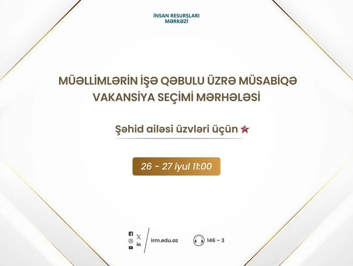 Vakansiya seçimi mərhələsinə start verilir