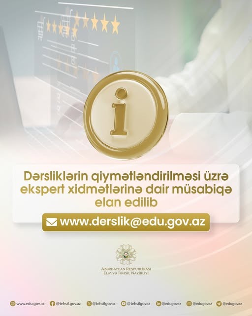 Ekspert xidmətləri üzrə müsabiqə elan olunub.